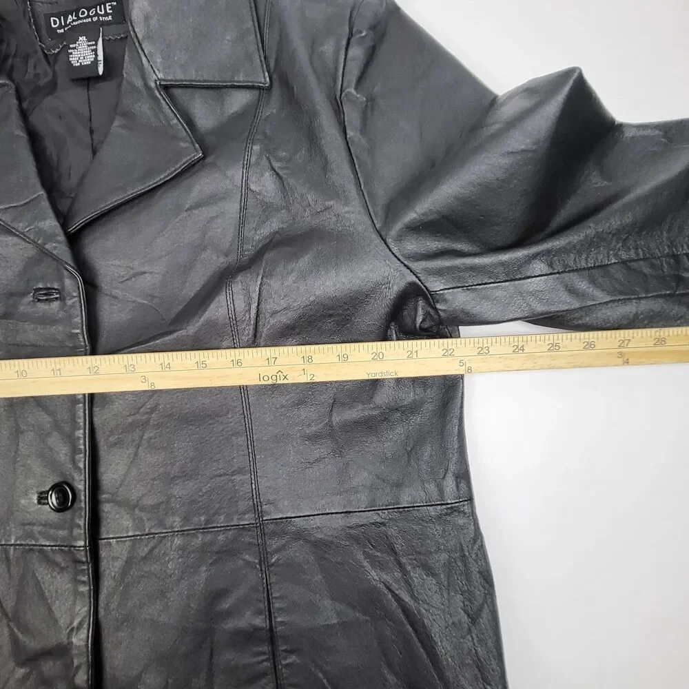 Dialogue Womens 100% Leather Jacket Blazer Button Coat Size XL
